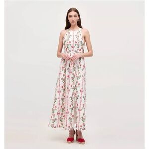 Hill House Addie Dress Red Shell Vine Sateen Maxi